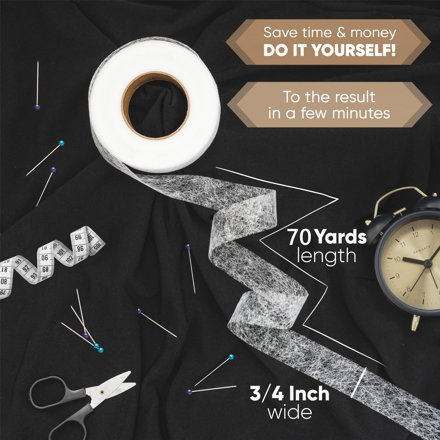 🔥Buy 2 Get 1 Free🔥70 Yards x 3/4 Inch Extra Strong No-Sew Iron-On Hem Tape