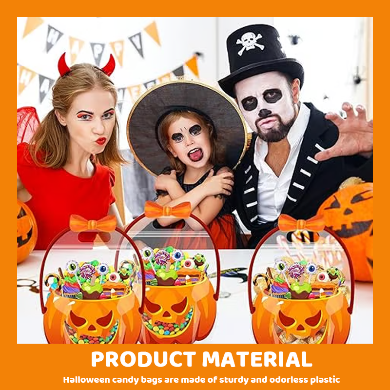 🔥Last Day 50% OFF - Fuutreo 50 Pcs/100PCS Halloween Favor Bags Transparent Pumpkin Sealed Pouches🍬