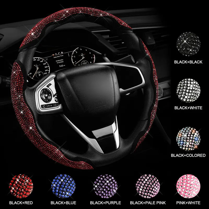 🚗 Queen's Land Diamond Bling Steering Wheel Cover