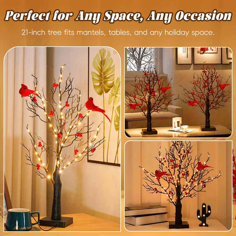 💡Vintage Glowing Cardinal Tree With Berries