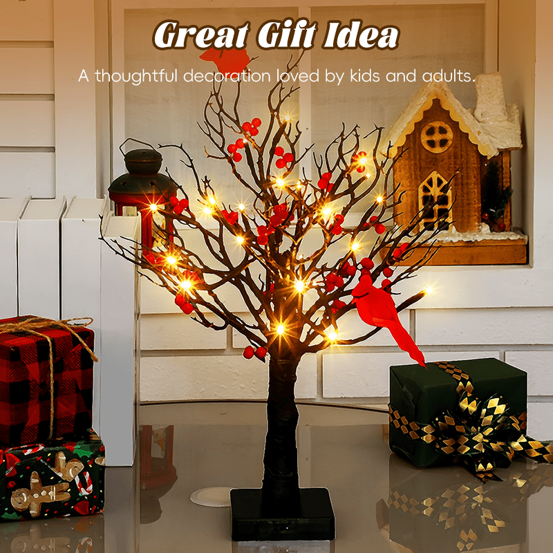 💡Vintage Glowing Cardinal Tree With Berries