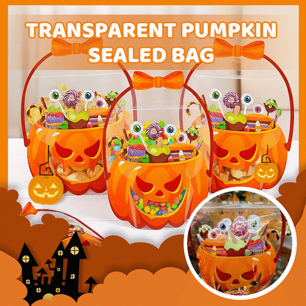 🔥Last Day 50% OFF - Fuutreo 50 Pcs/100PCS Halloween Favor Bags Transparent Pumpkin Sealed Pouches🍬