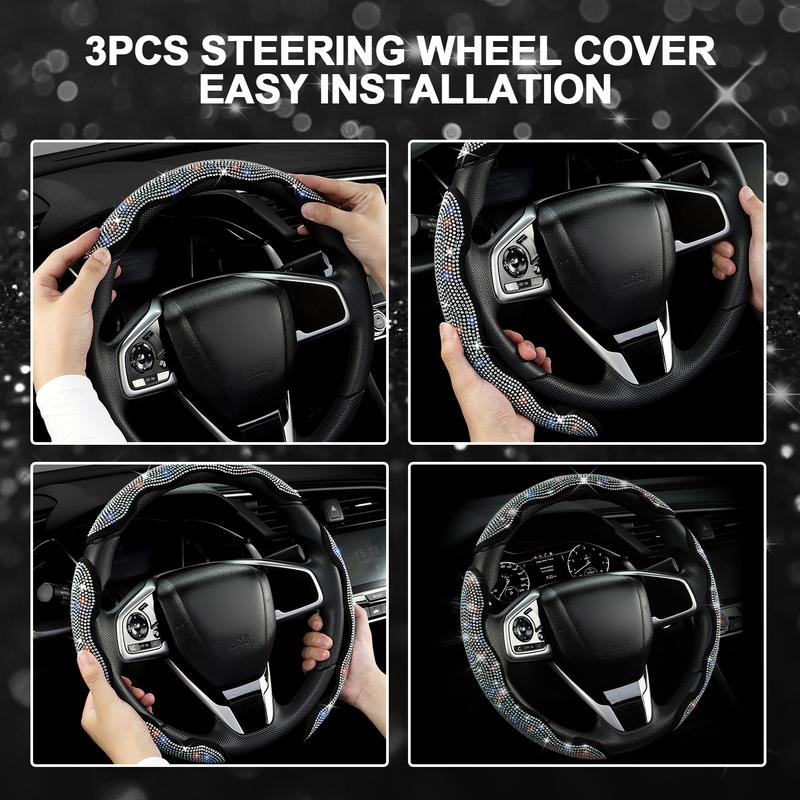 🚗 Queen's Land Diamond Bling Steering Wheel Cover