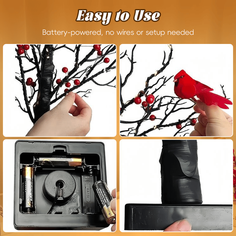 💡Vintage Glowing Cardinal Tree With Berries