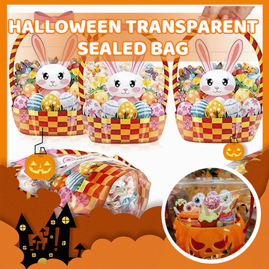 🔥Last Day 50% OFF - Fuutreo 50 Pcs/100PCS Halloween Favor Bags Transparent Pumpkin Sealed Pouches🍬