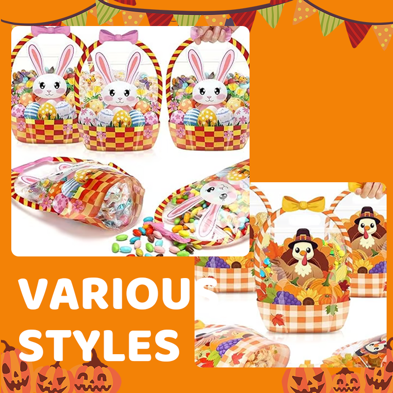 🔥Last Day 50% OFF - Fuutreo 50 Pcs/100PCS Halloween Favor Bags Transparent Pumpkin Sealed Pouches🍬