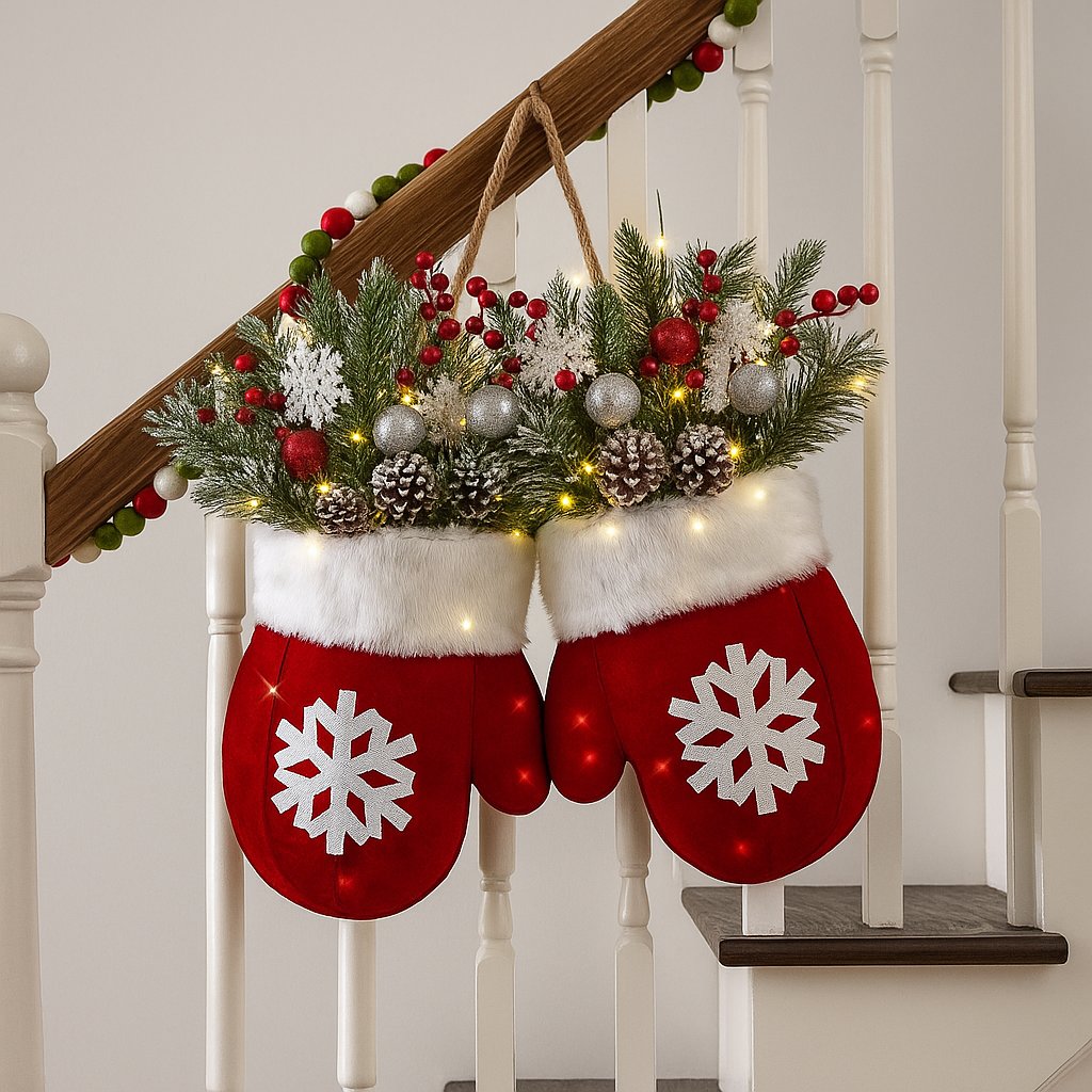 🔥LAST DAY 49% OFF 🔥Twinkling Christmas Mitten Wreath with