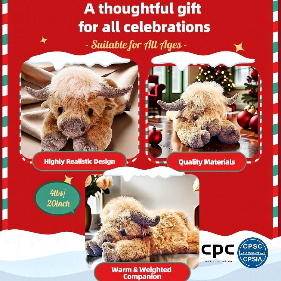 🔥 Last Day 49% OFF  🎁Cute Cartoon Highland Cow Cuddly Toy