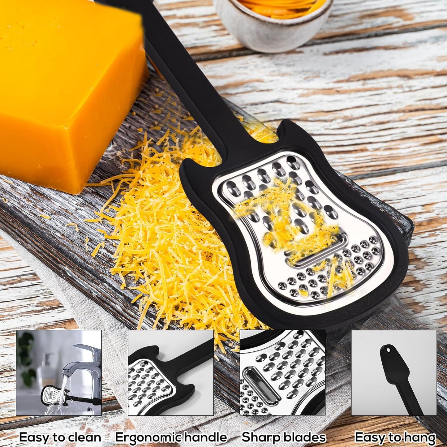 🧀 Must-Have! Guitar Shaped Cheese Grater – Slice, Shred, Zest! 🎸