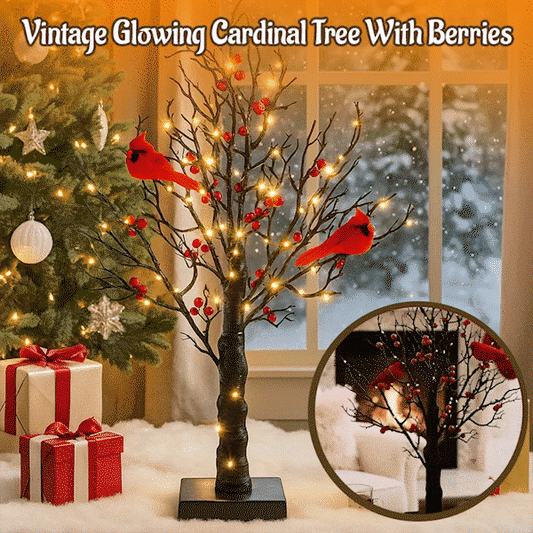 💡Vintage Glowing Cardinal Tree With Berries