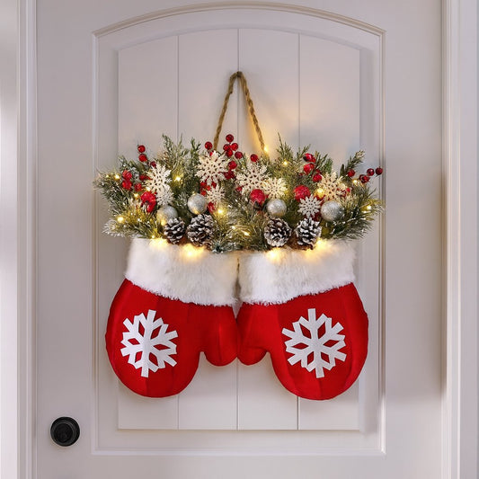 🔥LAST DAY 49% OFF 🔥Twinkling Christmas Mitten Wreath with