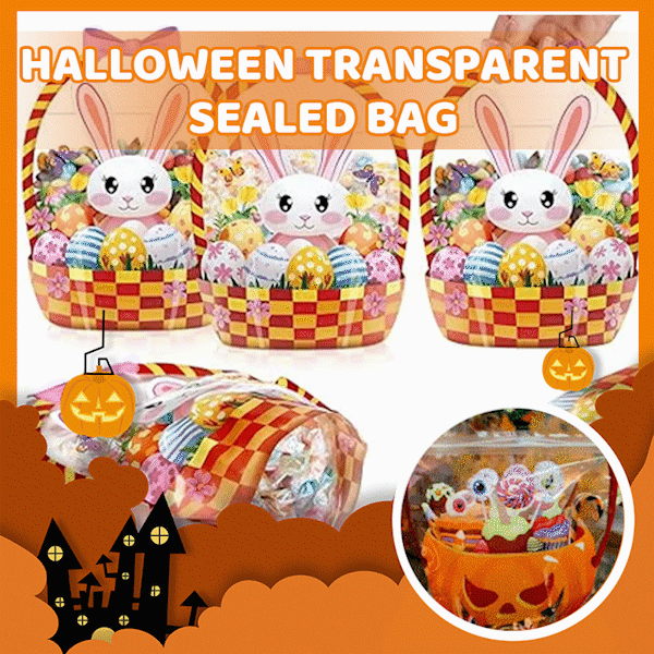 🔥Last Day 50% OFF - Fuutreo 50 Pcs/100PCS Halloween Favor Bags Transparent Pumpkin Sealed Pouches🍬